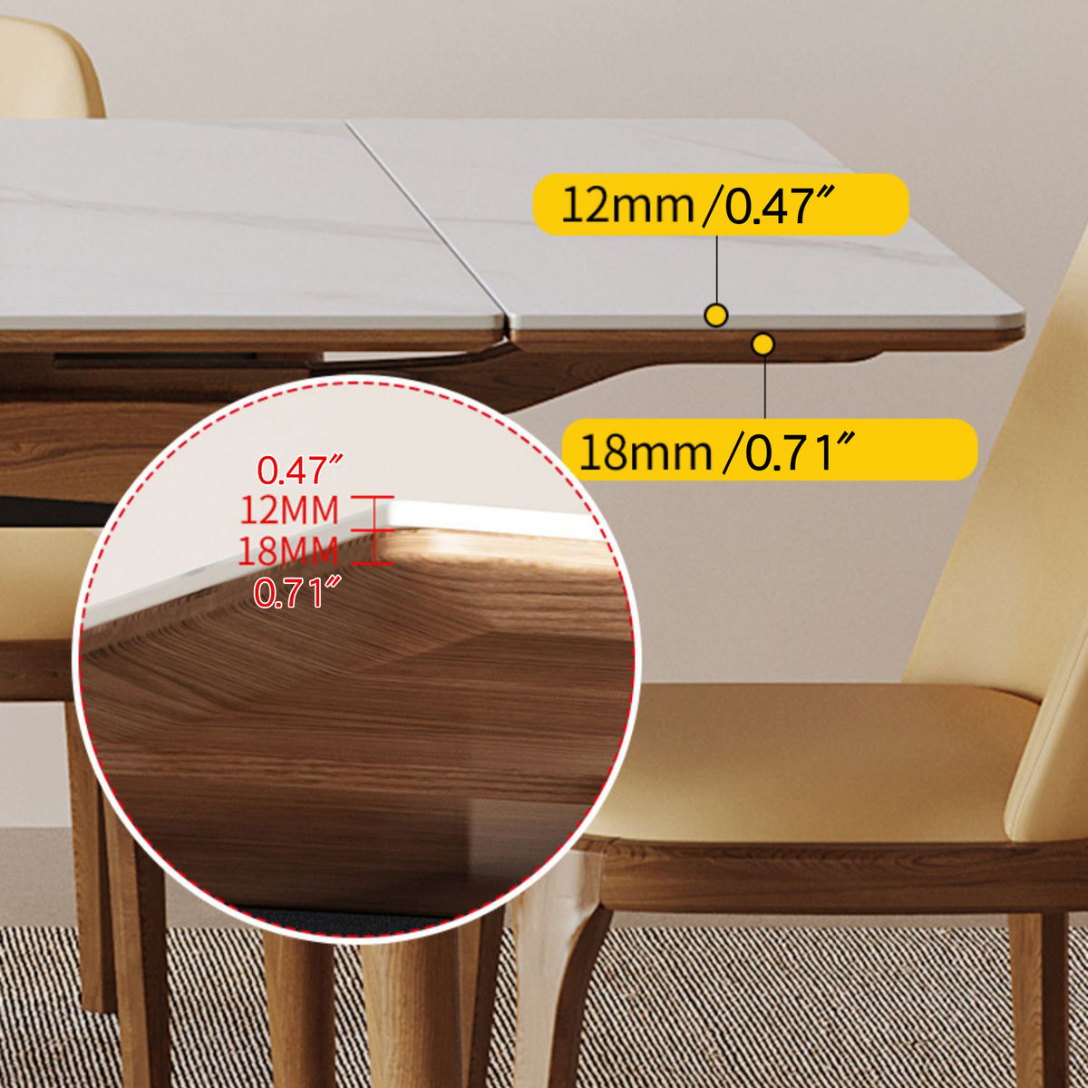 Elegant Brown Framed Table with Natural Sintered Stone and Ash Wood Finish fmbs-008