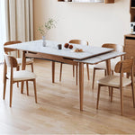 Elegant Brown Framed Table with Natural Sintered Stone and Ash Wood Finish fmbs-008