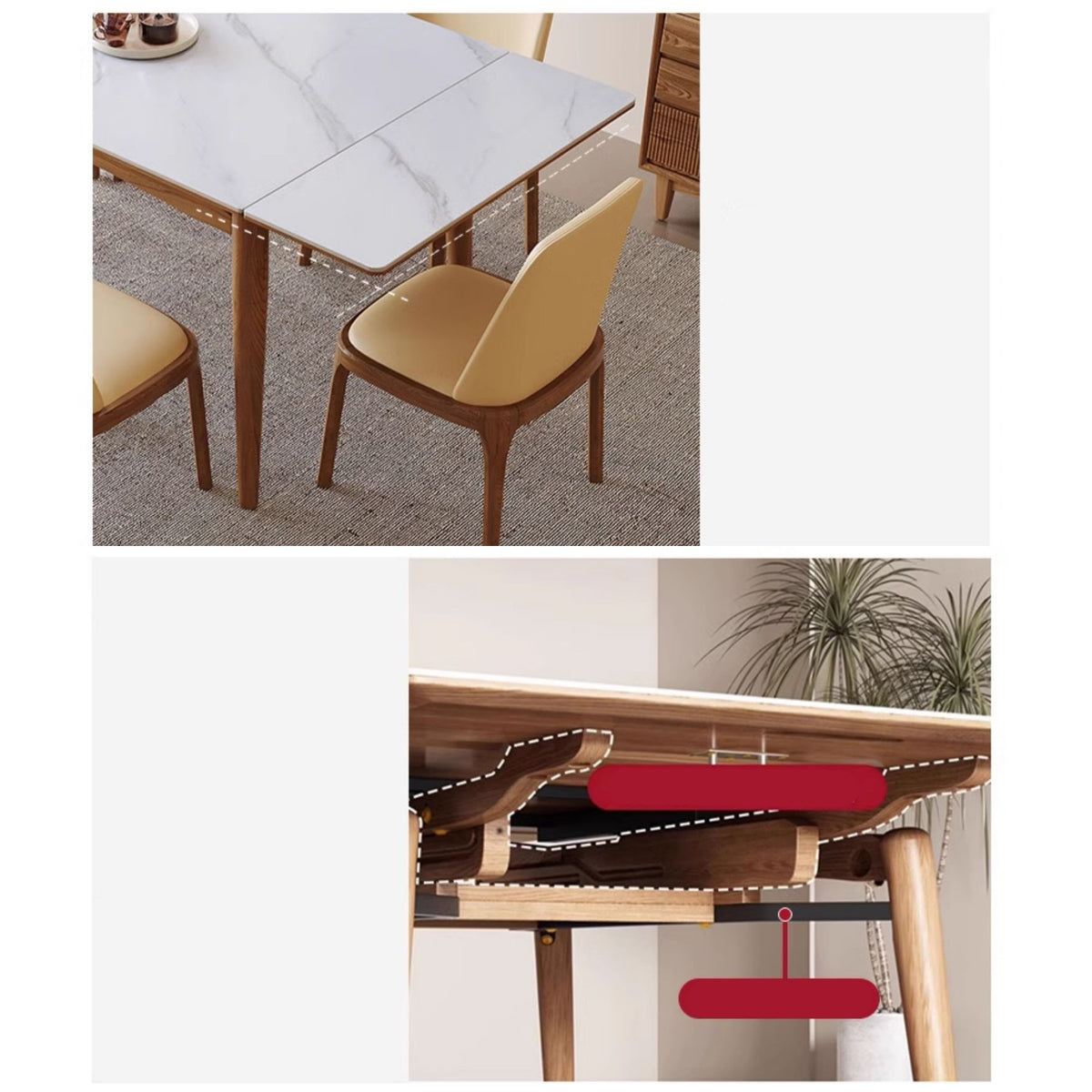 Elegant Brown Framed Table with Natural Sintered Stone and Ash Wood Finish fmbs-008