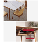 Elegant Brown Framed Table with Natural Sintered Stone and Ash Wood Finish fmbs-008