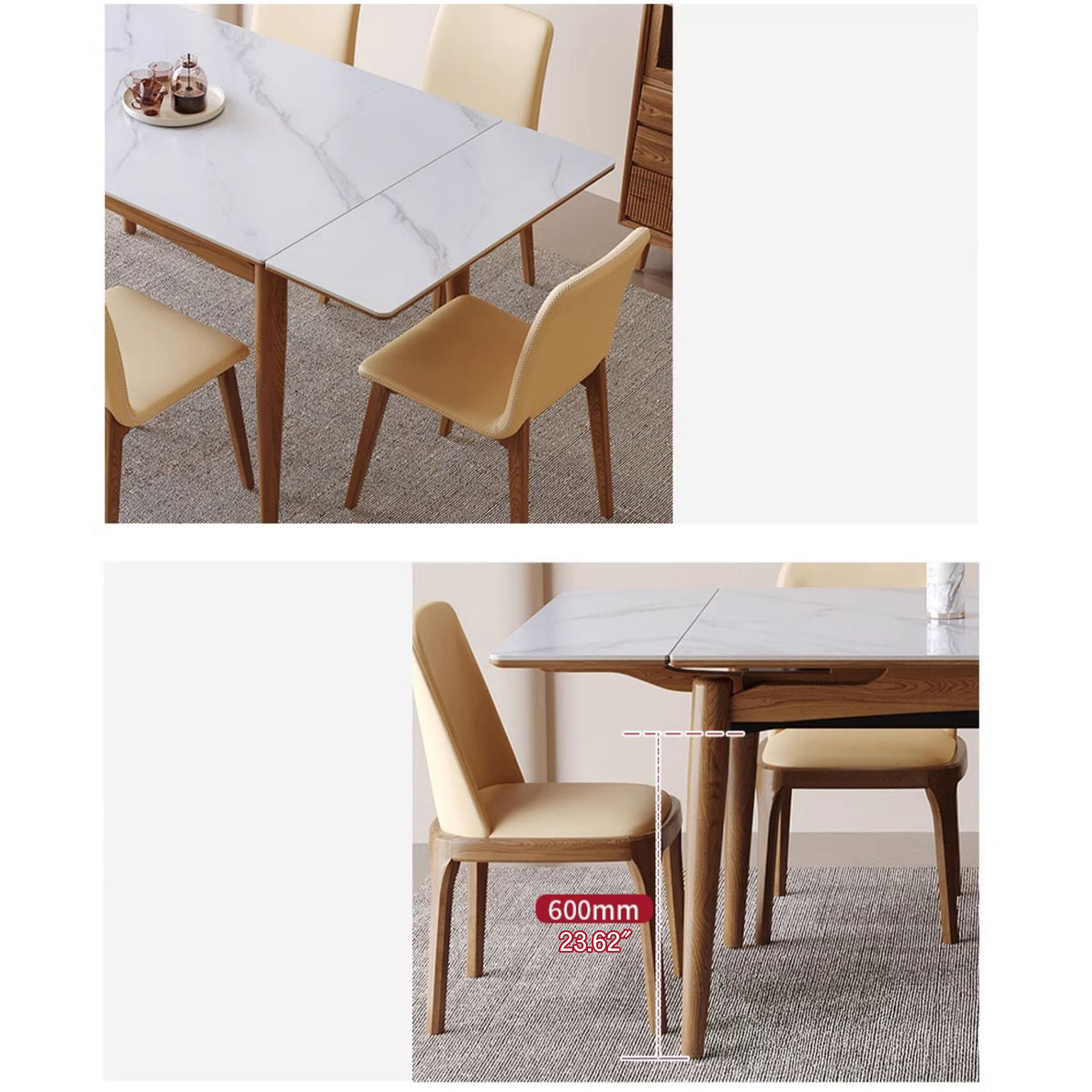 Elegant Brown Framed Table with Natural Sintered Stone and Ash Wood Finish fmbs-008