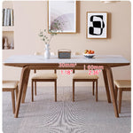 Elegant Brown Frame Table with Natural Sintered Stone and Ash Wood Finish fmbs-009