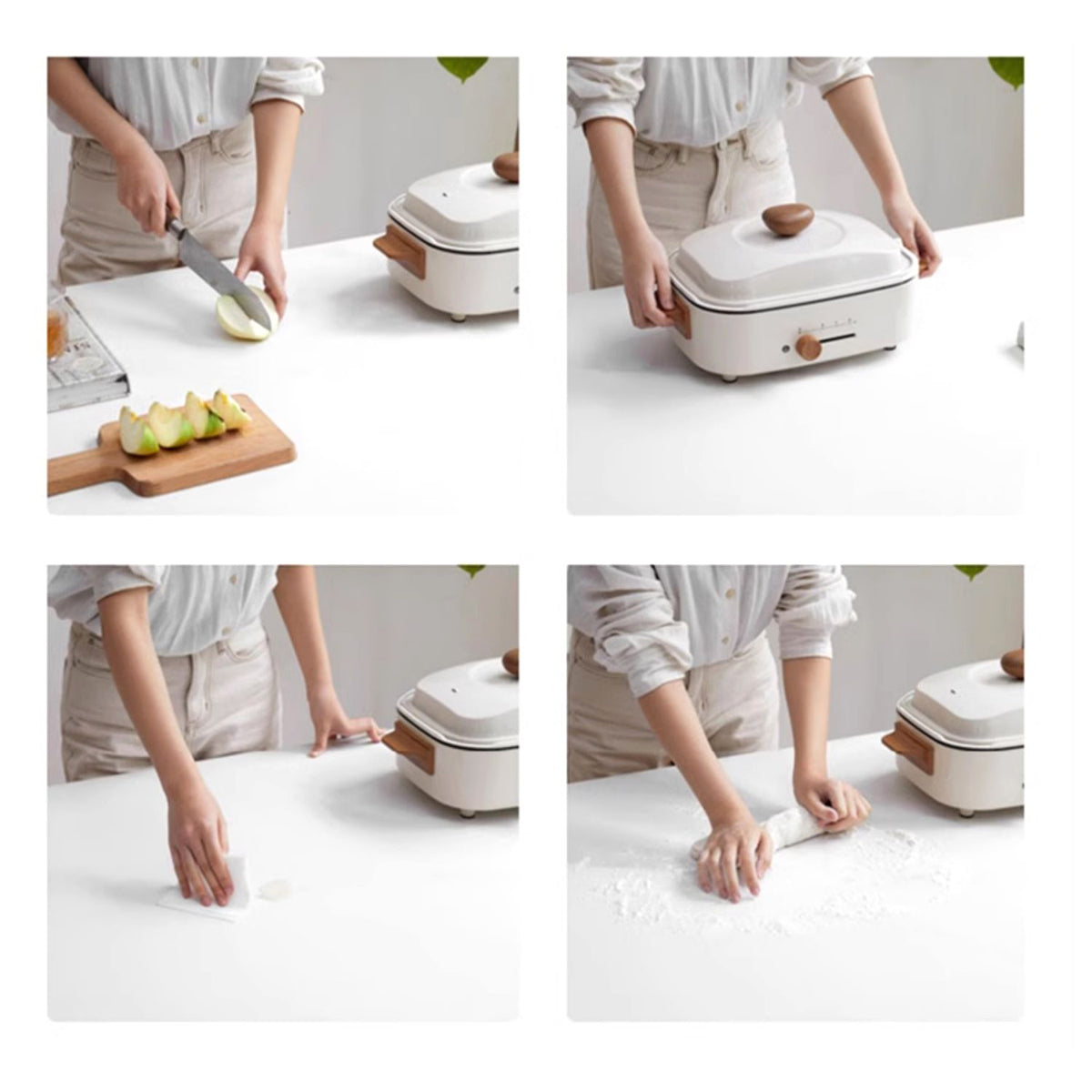 Elegant Brown Frame Table with Natural Sintered Stone and Glass Top, Ash Wood Design fmbs-010