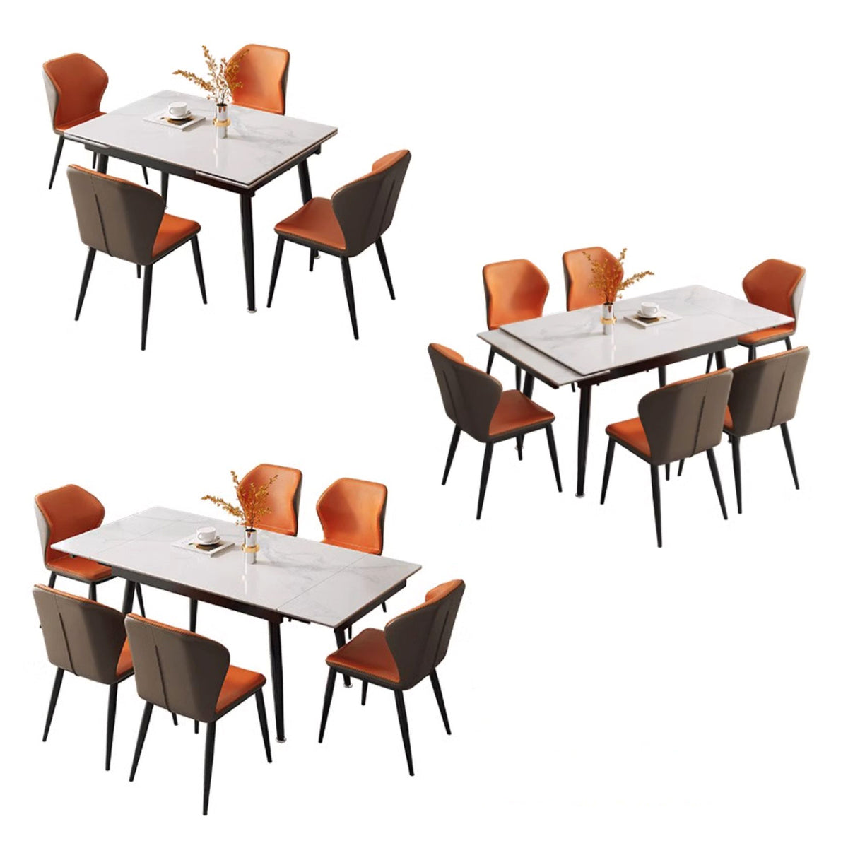 Sophisticated Glossy White Sintered Stone Table - Modern Elegance for Your Home fmbs-011