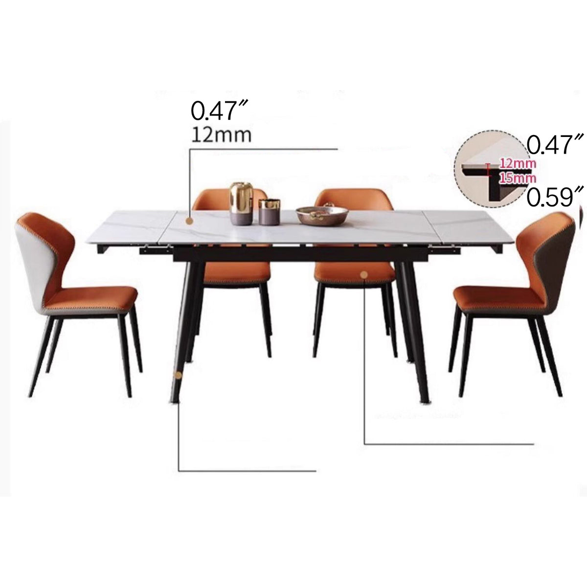 Sophisticated Glossy White Sintered Stone Table - Modern Elegance for Your Home fmbs-011