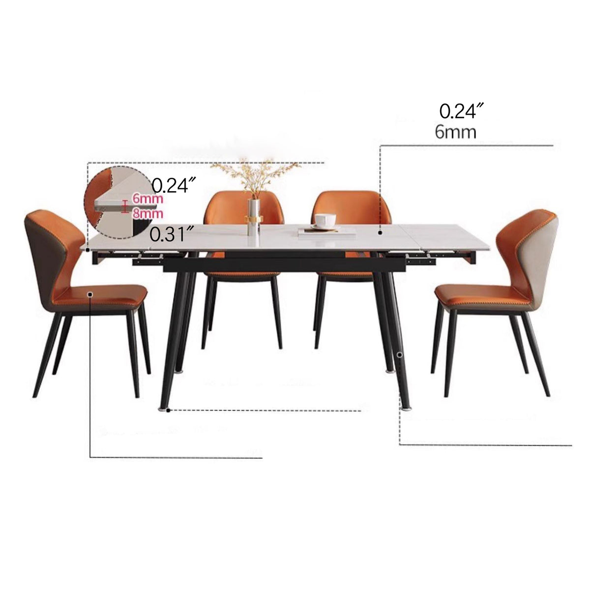 Sophisticated Glossy White Sintered Stone Table - Modern Elegance for Your Home fmbs-011