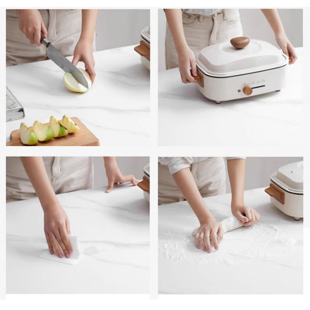 Sophisticated Glossy White Sintered Stone Table - Modern Elegance for Your Home fmbs-011