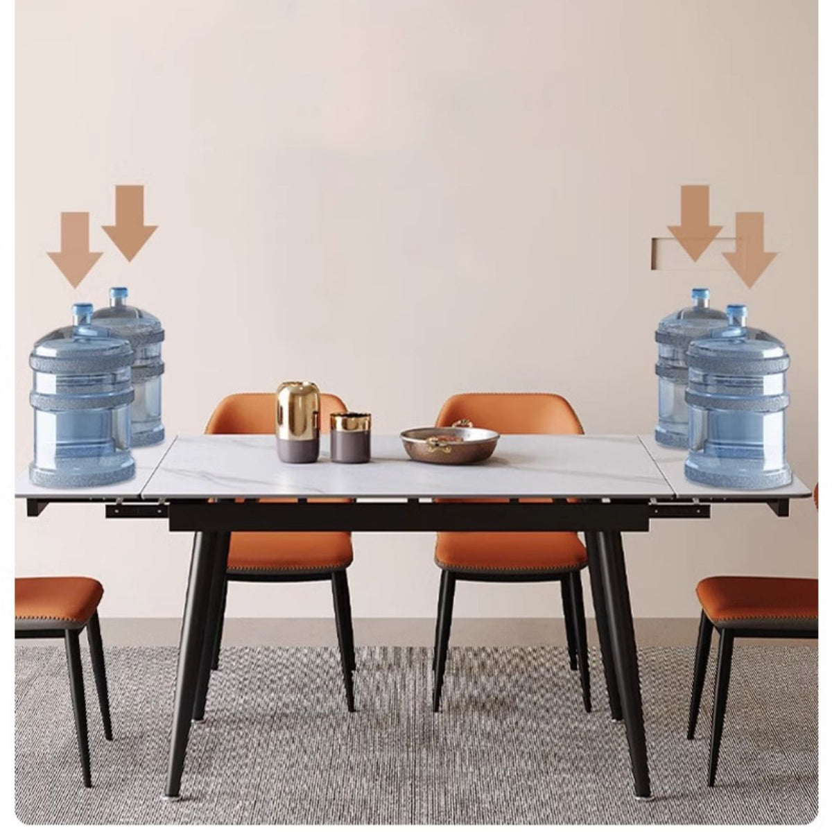 Sophisticated Glossy White Sintered Stone Table - Modern Elegance for Your Home fmbs-011