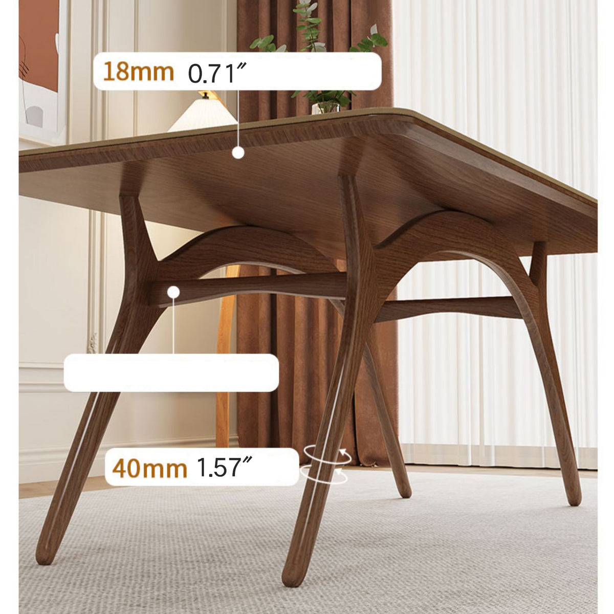 Elegant Brown Natural Black Ash Wood Table with Sintered Stone Top fmbs-013