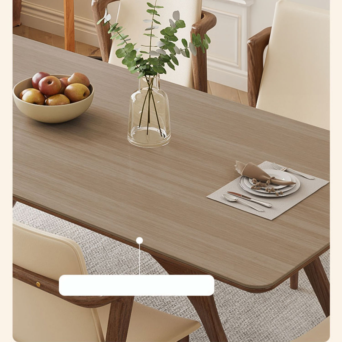 Elegant Brown Natural Black Ash Wood Table with Sintered Stone Top fmbs-013