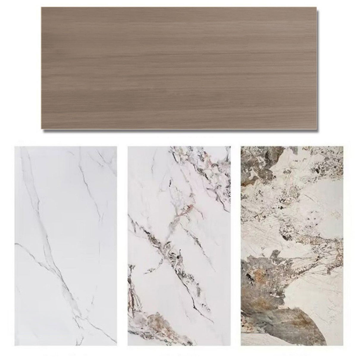 Elegant Brown Natural Black Ash Wood Table with Sintered Stone Top fmbs-013