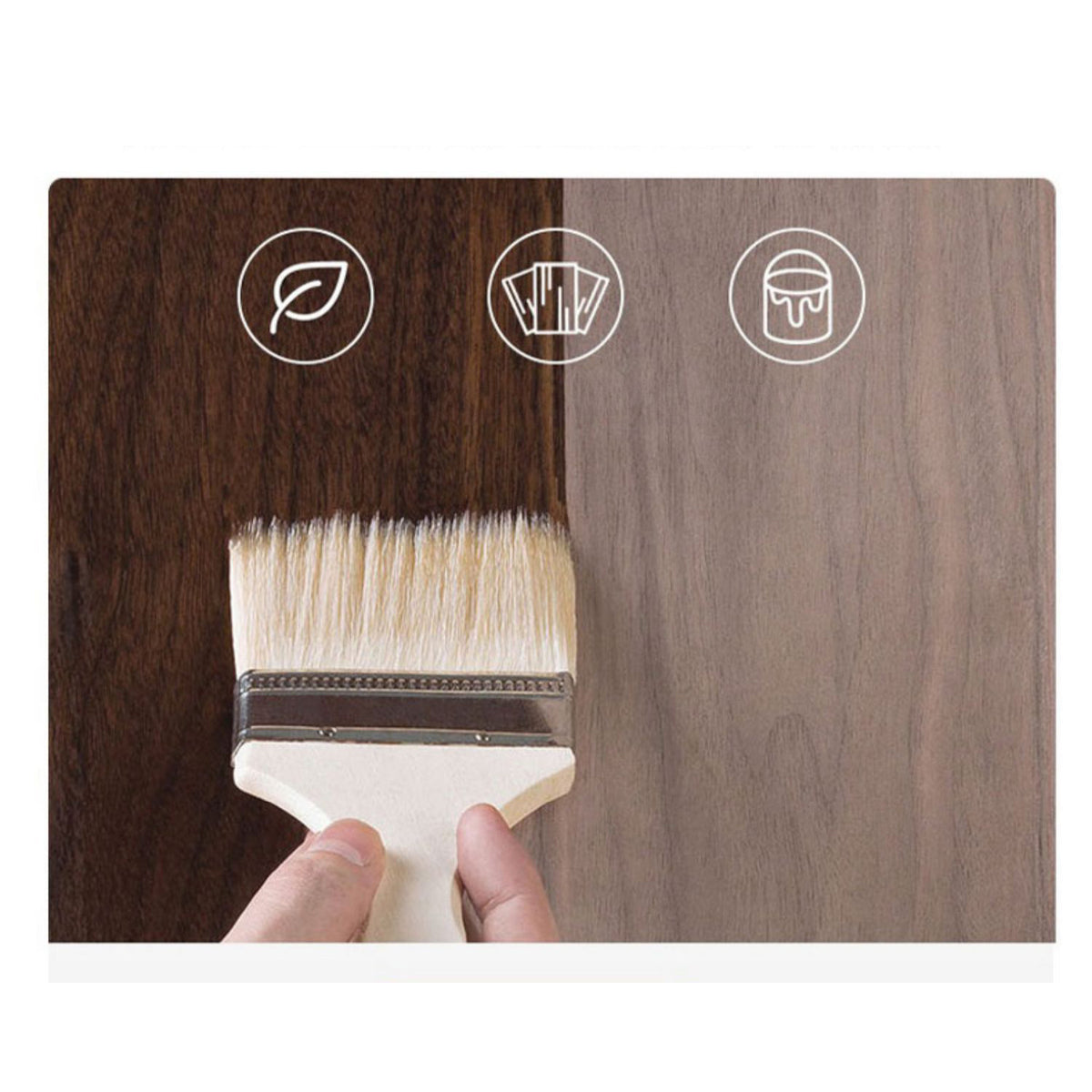 Elegant Brown Natural Black Ash Wood Table with Sintered Stone Top fmbs-013