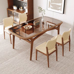 Premium Handmade Natural Ash Wood Dining Table - Brown Finish fmbs-014