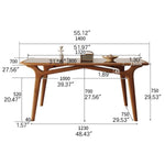 Premium Handmade Natural Ash Wood Dining Table - Brown Finish fmbs-014