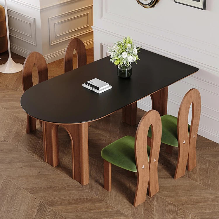 Sleek Ash Wood & Sintered Stone Dining Table – Modern Elegance for Your Home fme-3124