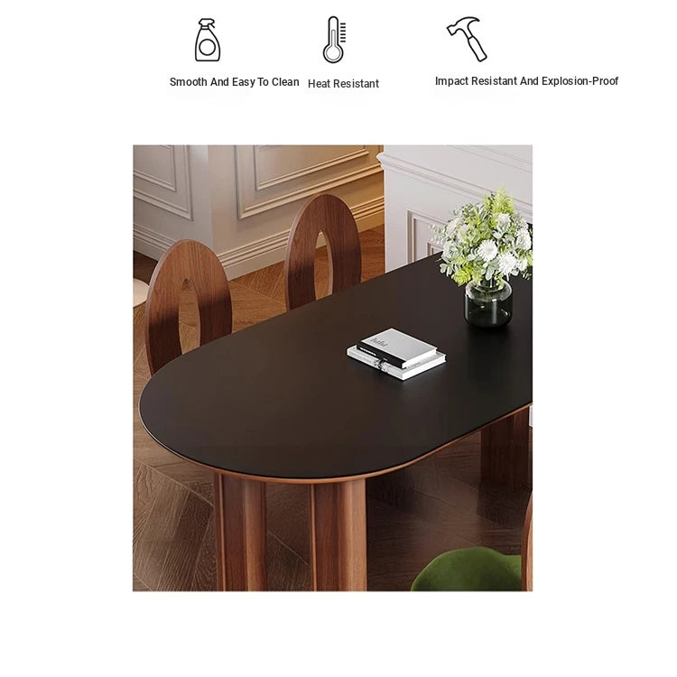 Sleek Ash Wood & Sintered Stone Dining Table – Modern Elegance for Your Home fme-3124