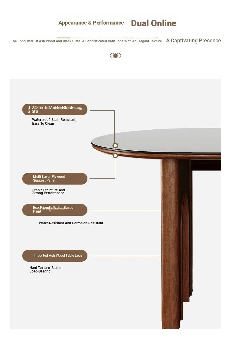 Sleek Ash Wood & Sintered Stone Dining Table – Modern Elegance for Your Home fme-3124