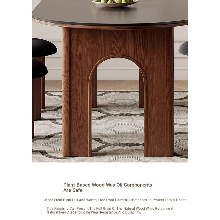 Elegant Ash Wood and Sintered Stone Oval Dining Table – Stylish Modern Decor for Your Home fme-3125