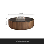 Round Sintered Stone Coffee Table with Storage - Modern Wood Accent Design for Living Room Elegance fme-3126