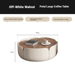 Modern Round Coffee Table with Walnut Top and Stylish Beige Base – Perfect for Living Room Décor fme-3127