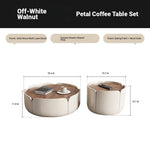 Modern Round Coffee Table with Walnut Top and Stylish Beige Base – Perfect for Living Room Décor fme-3127