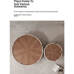 Modern Round Coffee Table with Walnut Top and Stylish Beige Base – Perfect for Living Room Décor fme-3127