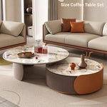 Elegant Sintered Stone Coffee Table Set - Modern Round Design for Stylish Living Rooms fme-3128