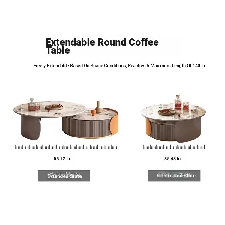 Elegant Sintered Stone Coffee Table Set - Modern Round Design for Stylish Living Rooms fme-3128