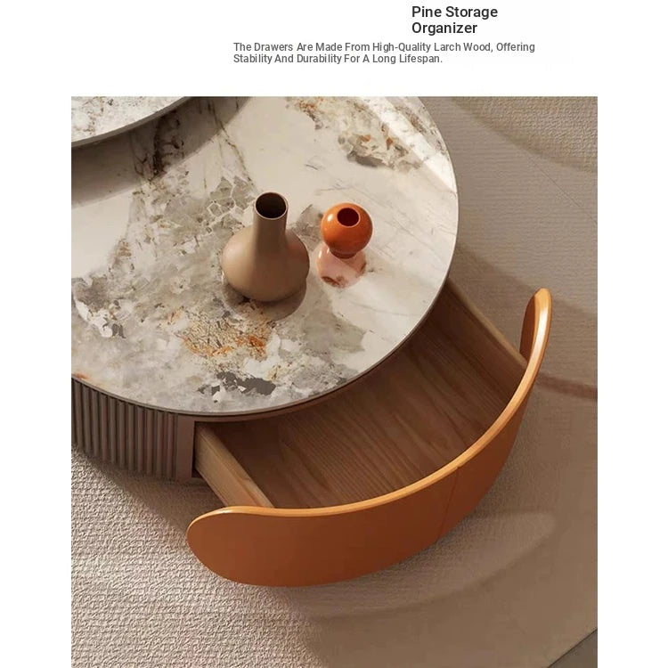 Elegant Sintered Stone Coffee Table Set - Modern Round Design for Stylish Living Rooms fme-3128