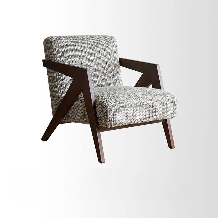 Stylish Cotton and Linen Accent Chair with Modern Wooden Frame - Perfect for Living Room Decor fme-3132