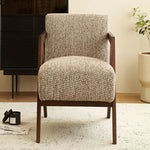 Stylish Cotton and Linen Accent Chair with Modern Wooden Frame - Perfect for Living Room Decor fme-3132