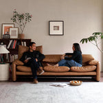 Vintage Brown Sofa, 2/3-Seater Oil-Waxed Genuine Leather Couch with Pine Frame, Wingback Design and Thick Headrest for Living Room fme-3133