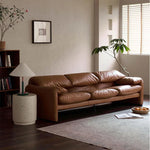 Vintage Brown Sofa, 2/3-Seater Oil-Waxed Genuine Leather Couch with Pine Frame, Wingback Design and Thick Headrest for Living Room fme-3133