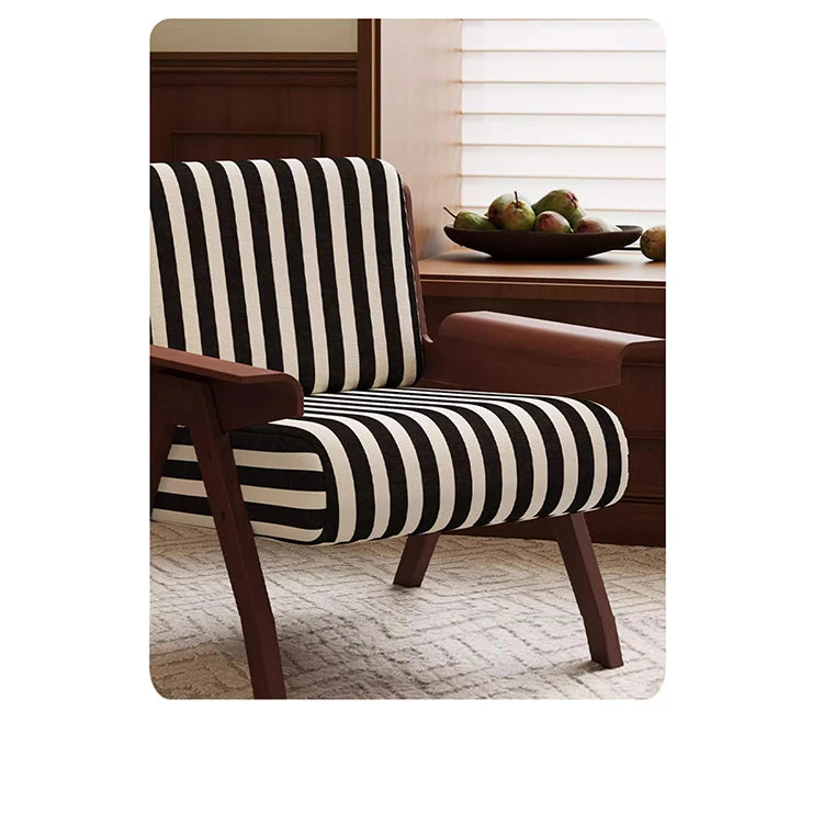 Stylish Striped Accent Chair with Wooden Frame - Perfect for Modern Living Rooms and Cozy Nooks fme-3134