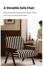 Stylish Striped Accent Chair with Wooden Frame - Perfect for Modern Living Rooms and Cozy Nooks fme-3134