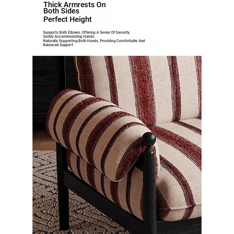 Stylish Ash Wood Armchair with Striped Chenille Upholstery - Perfect for Modern Living Rooms! fme-3135