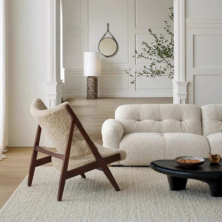 Stylish Cashmere Ash Wood Chair for Cozy Living Spaces - Perfect for Reading and Relaxation fme-3136