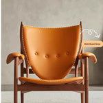 Stylish Shield-Shaped Chair in Ash Wood with Premium Faux & Genuine Leather – Modern Tribal Design for Elegant Interiors fme-3137