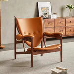 Stylish Shield-Shaped Chair in Ash Wood with Premium Faux & Genuine Leather – Modern Tribal Design for Elegant Interiors fme-3137