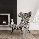 Stylish Corduroy Zebra Print Accent Chair for Modern Living Spaces - Eye-Catching Design and Comfort fme-3138