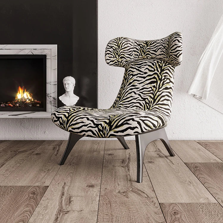 Stylish Corduroy Zebra Print Accent Chair for Modern Living Spaces - Eye-Catching Design and Comfort fme-3138