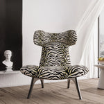 Stylish Corduroy Zebra Print Accent Chair for Modern Living Spaces - Eye-Catching Design and Comfort fme-3138
