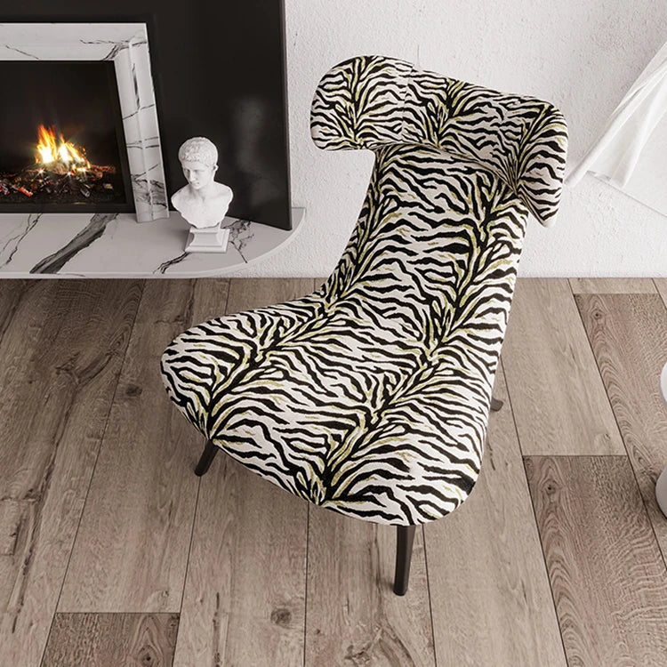 Stylish Corduroy Zebra Print Accent Chair for Modern Living Spaces - Eye-Catching Design and Comfort fme-3138