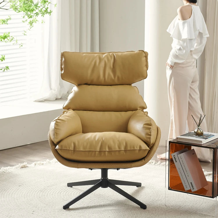 Stylish Faux Leather Down Lounge Chair – Modern Comfort with a Chic Design fme-3139