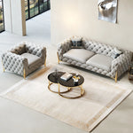 Elegant Solid Wood & Stainless Steel Sofa with PU Leather Upholstery – Chic Modern Design for Stylish Living Rooms fmfd-5051