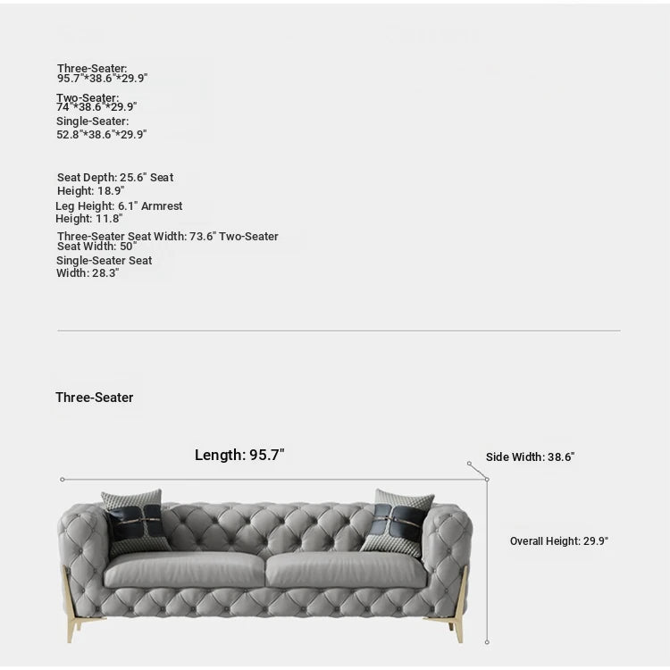 Elegant Solid Wood & Stainless Steel Sofa with PU Leather Upholstery – Chic Modern Design for Stylish Living Rooms fmfd-5051