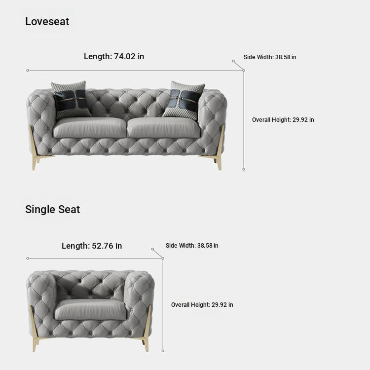 Elegant Solid Wood & Stainless Steel Sofa with PU Leather Upholstery – Chic Modern Design for Stylish Living Rooms fmfd-5051