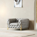 Elegant Solid Wood & Stainless Steel Sofa with PU Leather Upholstery – Chic Modern Design for Stylish Living Rooms fmfd-5051