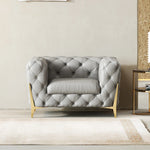 Elegant Solid Wood & Stainless Steel Sofa with PU Leather Upholstery – Chic Modern Design for Stylish Living Rooms fmfd-5051