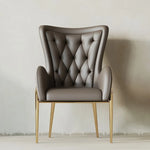 Elegant Solid Wood Armchair with Stainless Steel Legs and PU Leather Upholstery - Modern Luxury Seating for Home and Office fmfd-5052